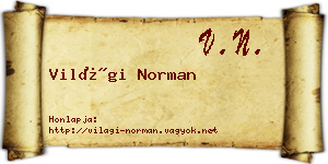 Világi Norman névjegykártya
